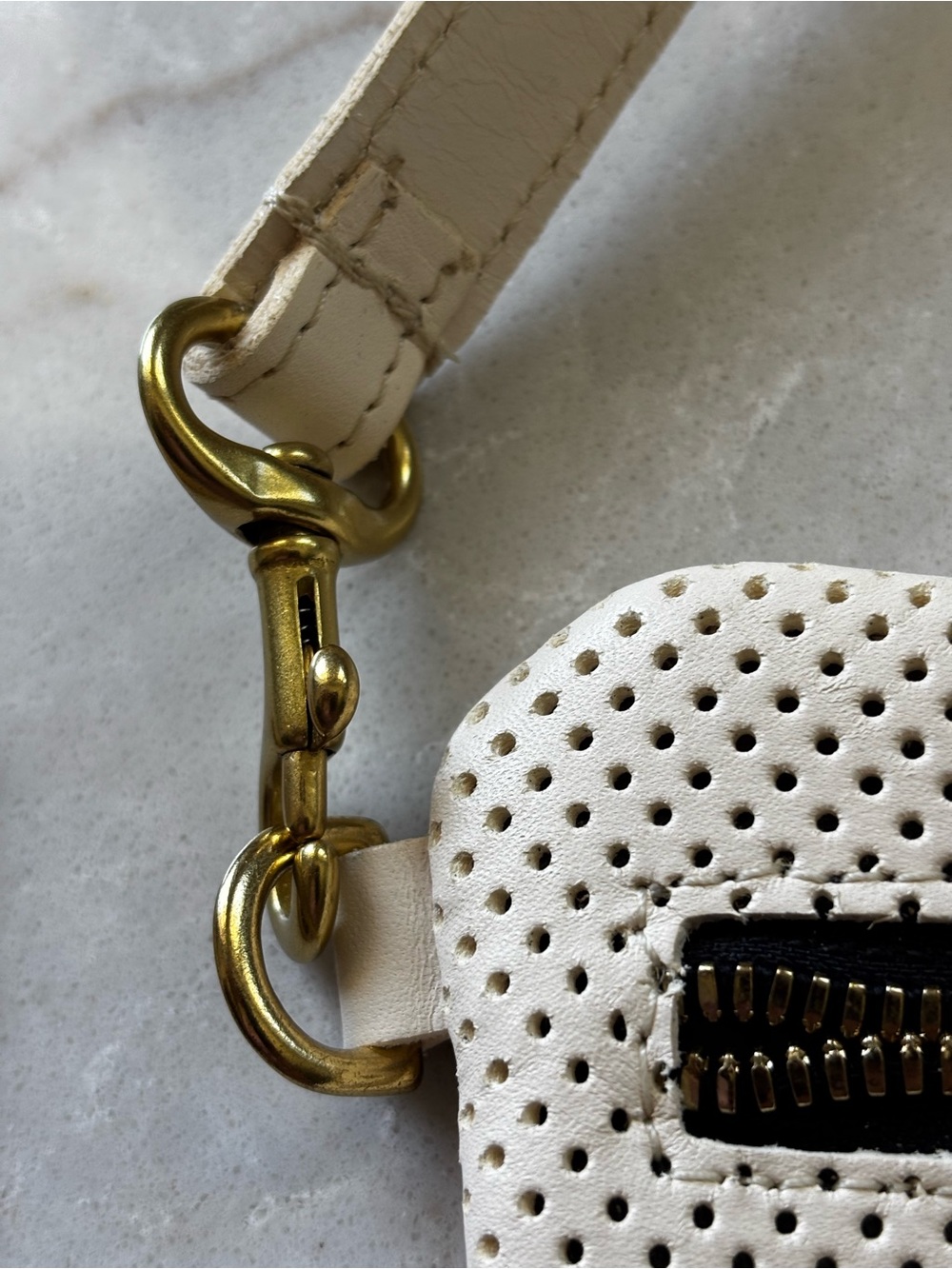 Clare V Grande Fanny Cream Perforated
Leather Crossbody Bag - Picture 7 of 11